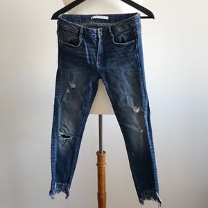New Without Tags - Zara Distressed Ankle Jeans